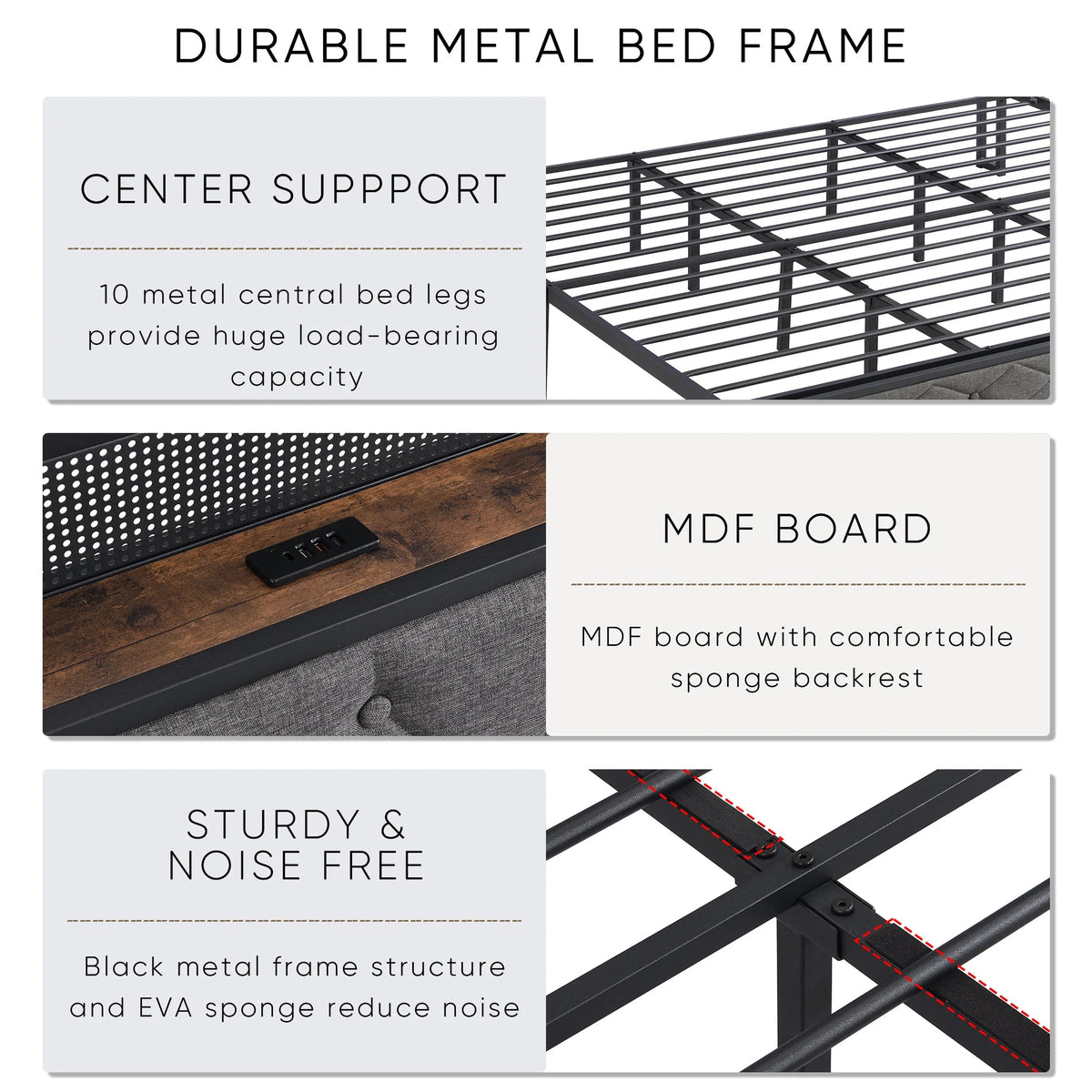 King Size Bed Frame with Storage Dark Gray E2156