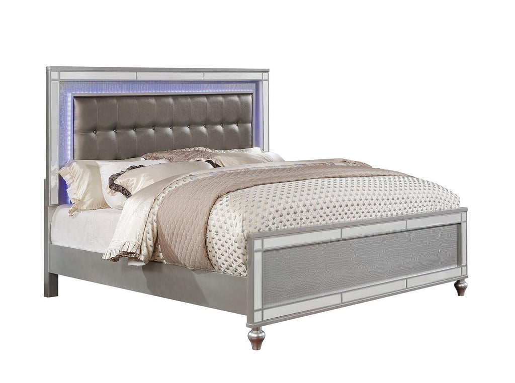 Contemporary Silver Solid Wood King Bedroom Set 5pcs O241