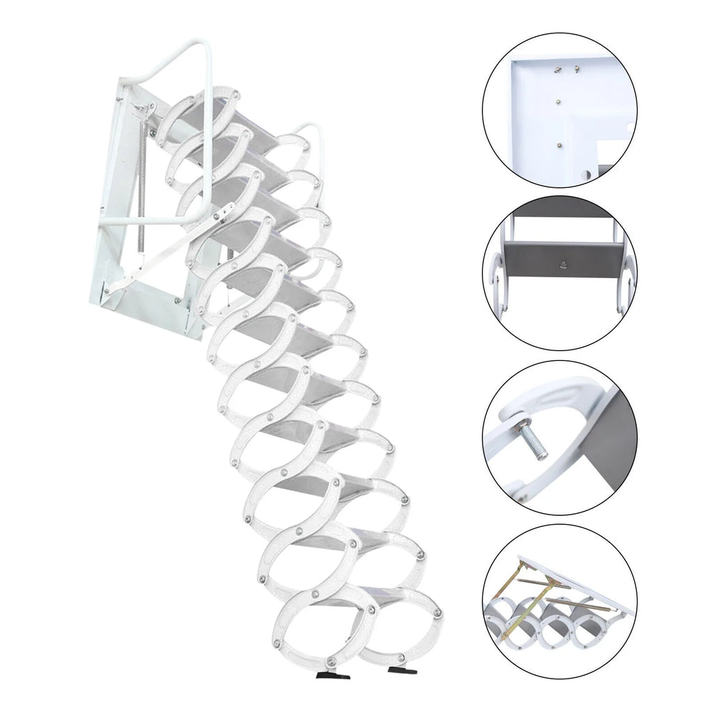 Wall Mounted Telescopic Foldable Attic Ladder 12 Steps B719