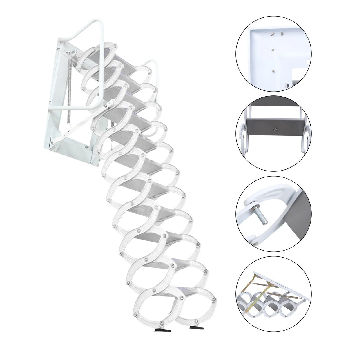Wall Mounted Telescopic Foldable Attic Ladder 12 Steps B719
