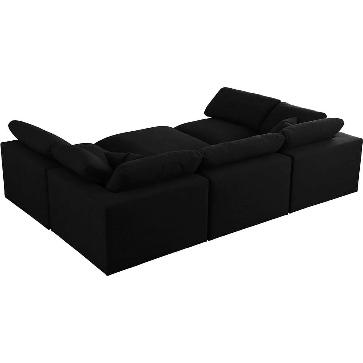 Black Linen Fabric Modular Sectional F697554