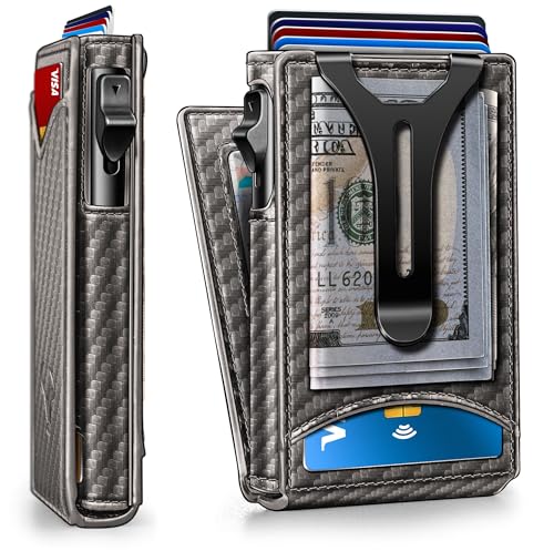Men Wallet Money Clip Wallet Slim 9 Cards Metal Credit Card Case Magnetic Leather Flip O416169