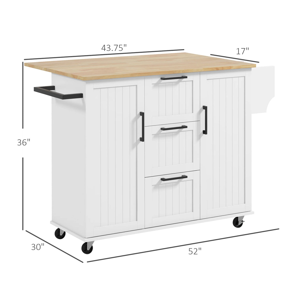 White Kitchen Island on Wheels T72067