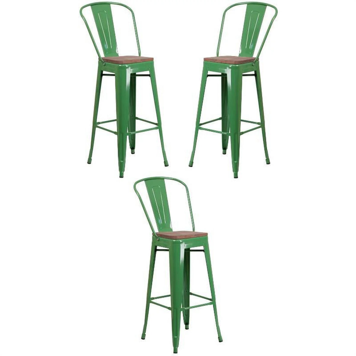 Green Metal Bar Stool Set of 3 H131457
