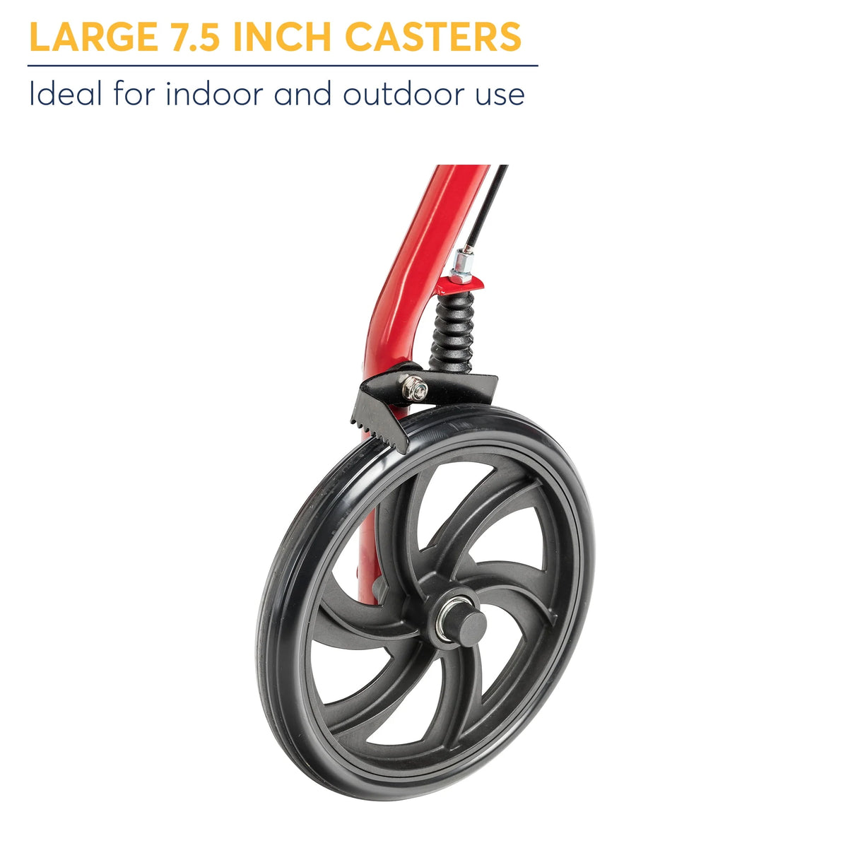 Red 4-Wheel Rollator with 7.5 Casters D792