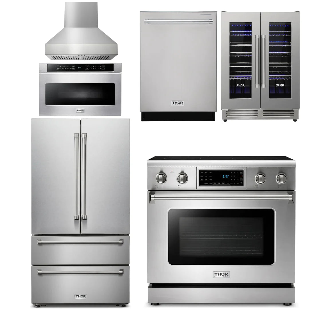36 Electric Range, Range Hood, Microwave, Refrigerator, Dishwasher, Wine Cooler G98006