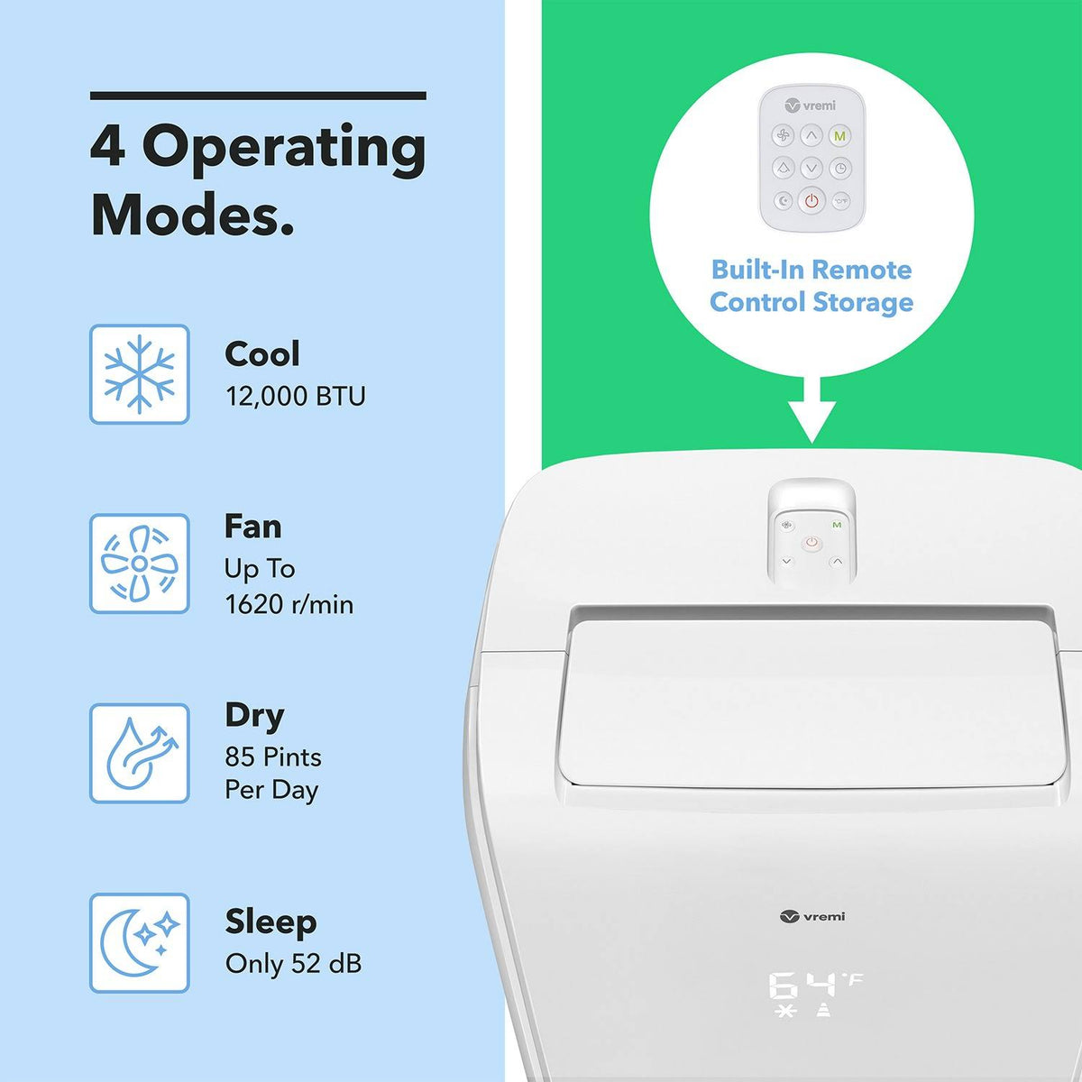 12,000 BTU Portable Air Conditioner with LED Display and Remote Q880