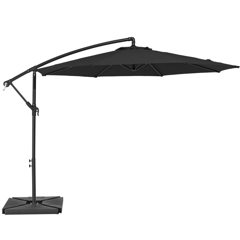 10ft Heavy Duty Offset Cantilever Patio Umbrella with 4-Piece Base, Beige N7657