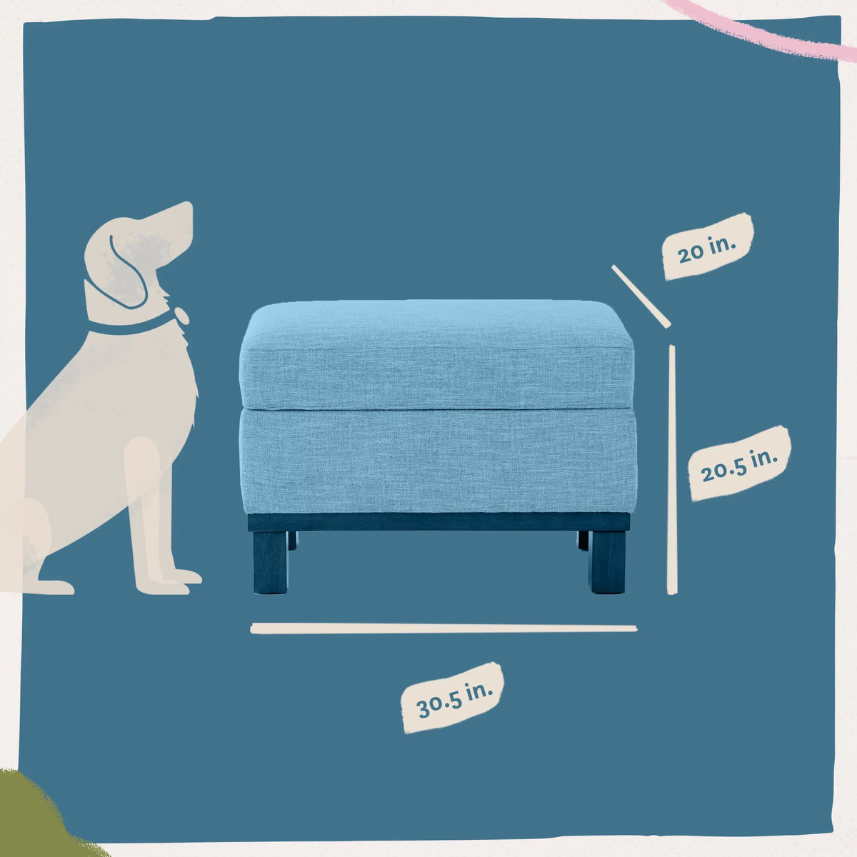 Upholstered Wood Base Storage Ottoman Y51390