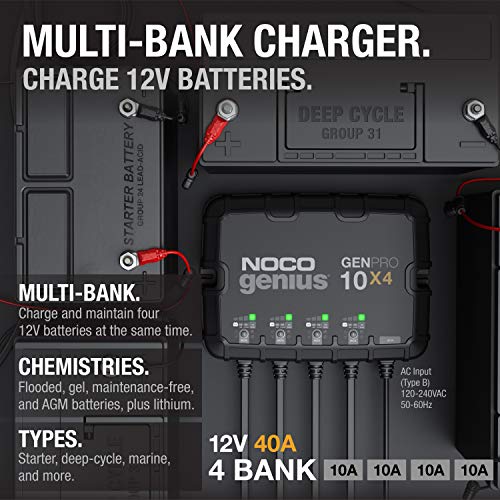 4-Bank 40A Onboard 12V Waterproof Marine Battery Charger X953159