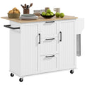 White Kitchen Island on Wheels T72067