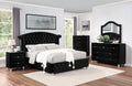 Black Solid Wood Queen Bedroom Set 5pcs I432388