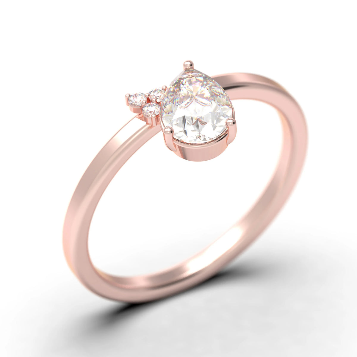 1.15 Carat Pear Cut Moissanite Engagement Ring in 925 Sterling Silver With 18k Rose Gold Plating S6210