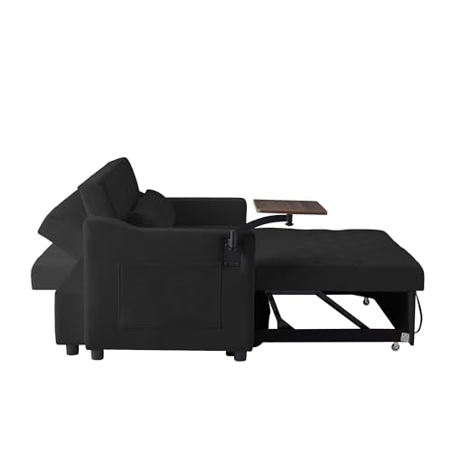 3 in1 Velvet Convertible Loveseat Sleeper Sofa Bed with Storage Pockets Y410