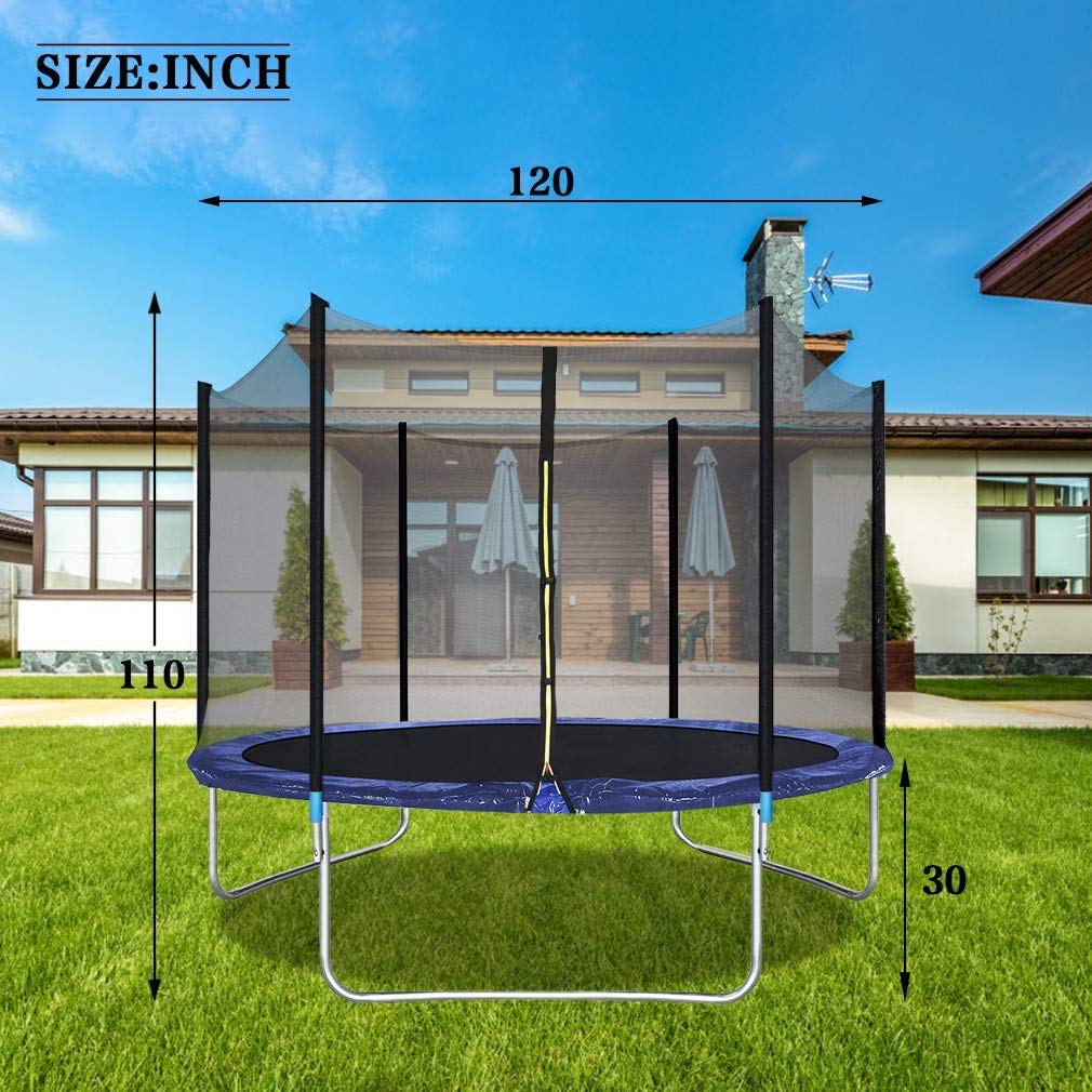 10 FT Trampoline with Safety Enclosure Net Spring Pad F196350