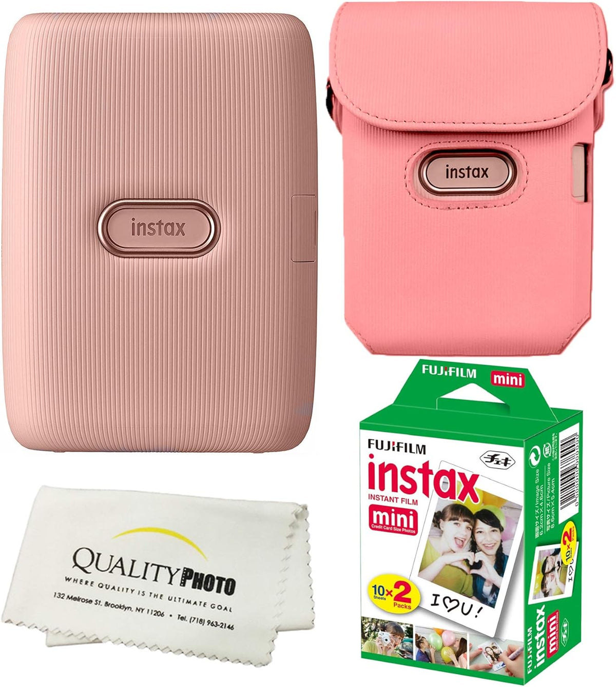 Instax Mini Link Smartphone Printer Bundle with Case and 20 Films (White) R6971