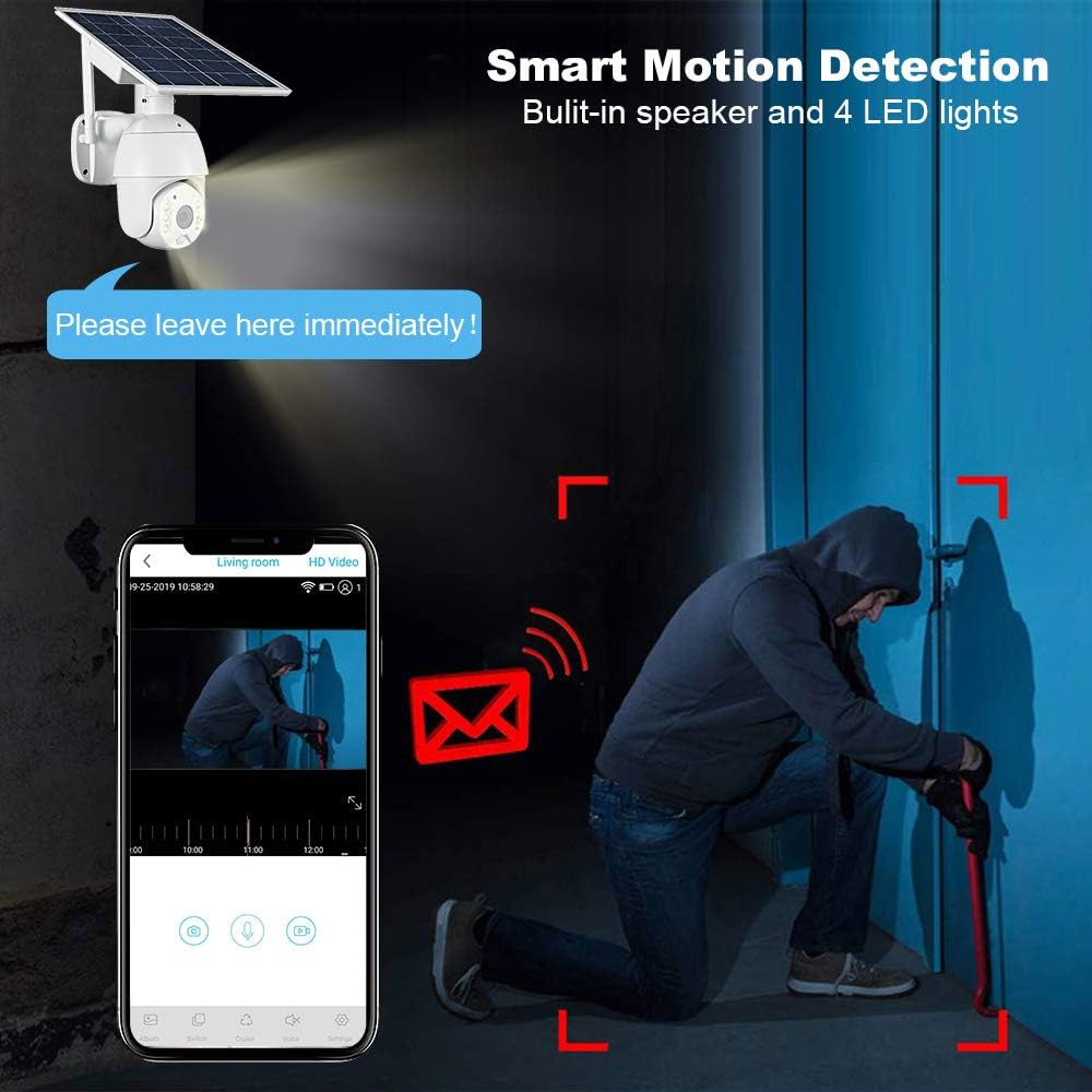 Wireless Solar Security Camera 1080P Night Vision 2-Way Audio U98005