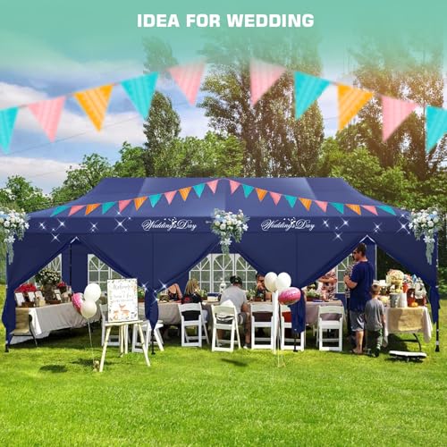 10x20 Pop Up Canopy Tent with 6 Removable Sidewalls, Heavy Duty H3028