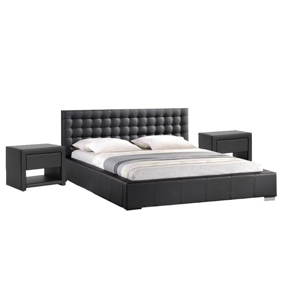 Black Tufted 3 Piece Queen Platform Bedroom Set Z6639