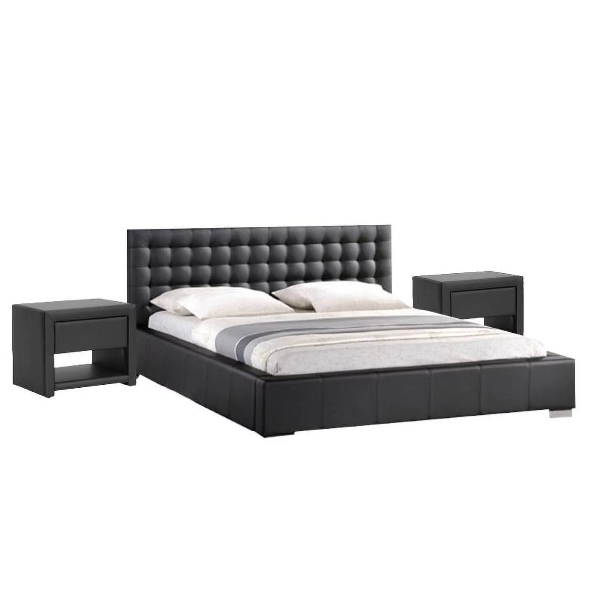 Black Tufted 3 Piece Queen Platform Bedroom Set Z6639
