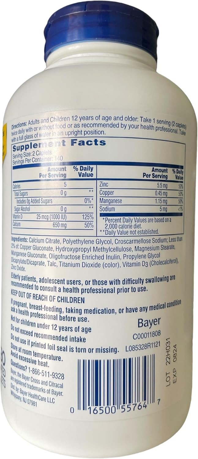 Calcium Citrate Caplets Maximum Plus D3 280 ct. M373
