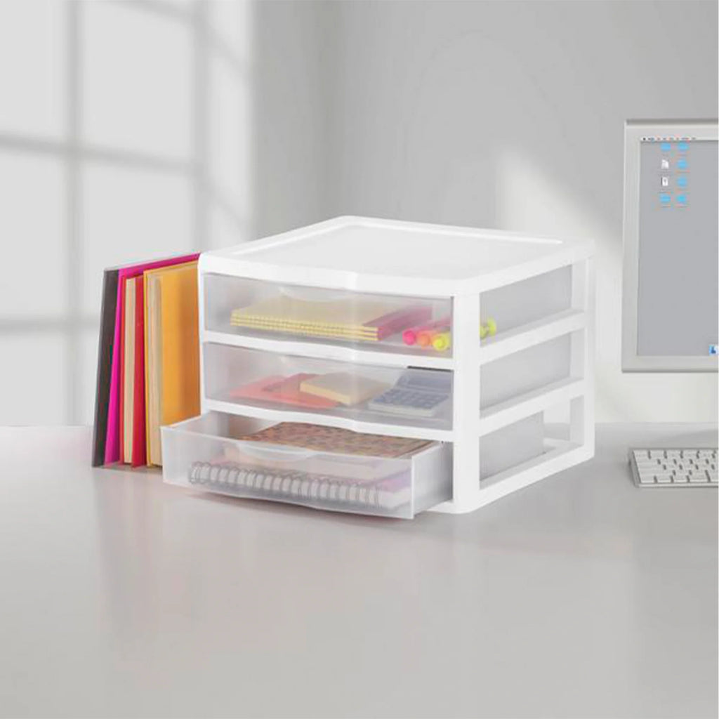 Clear Plastic 3 Drawer Storage System, 3 Pack H31879
