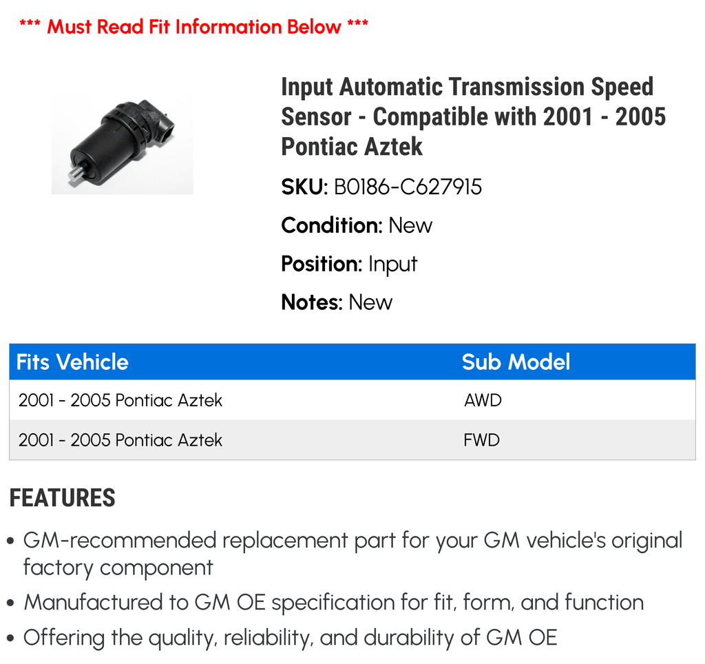 Automatic Transmission Speed Sensor U40751