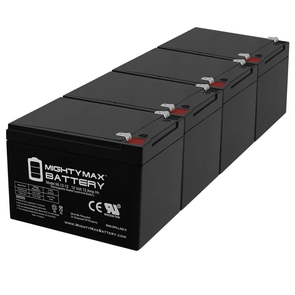 12V 12Ah Ebike Electric Scooter Battery - 4 Pack R25026