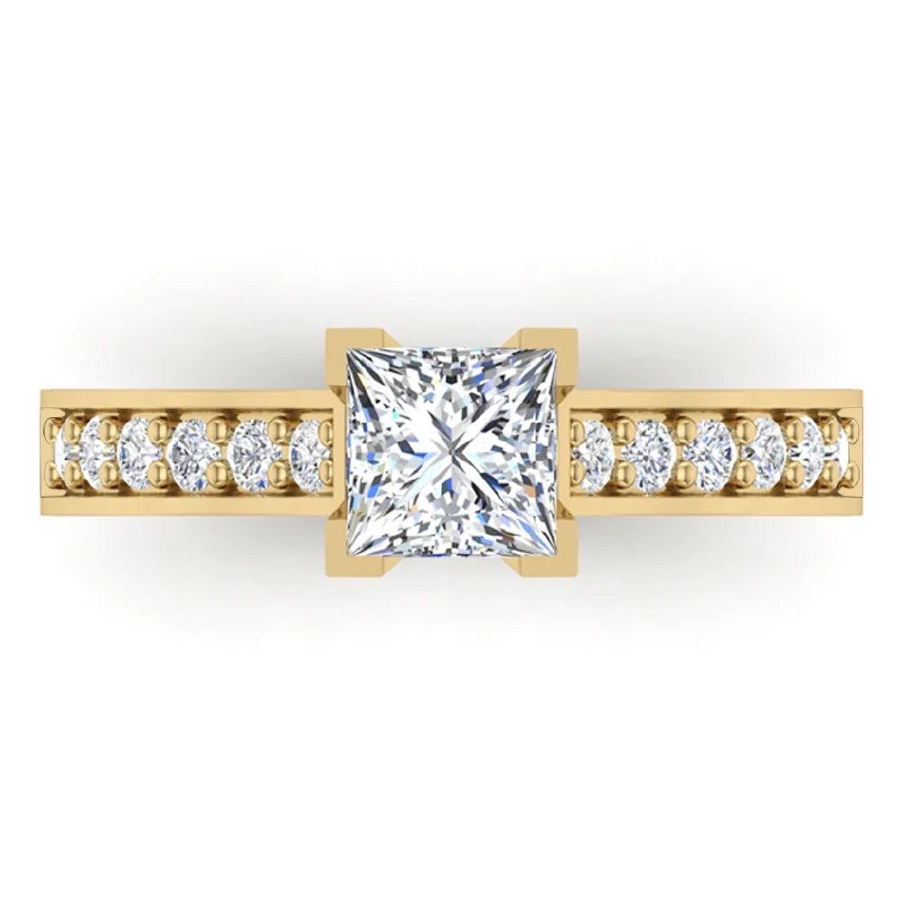 14K Gold Princess Cut Diamond Engagement Ring C671