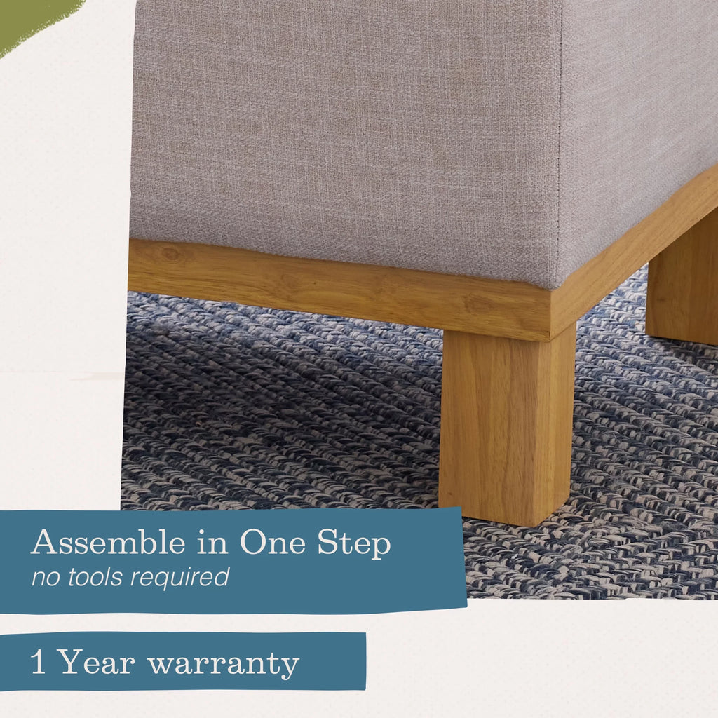Upholstered Wood Base Storage Ottoman Y51390