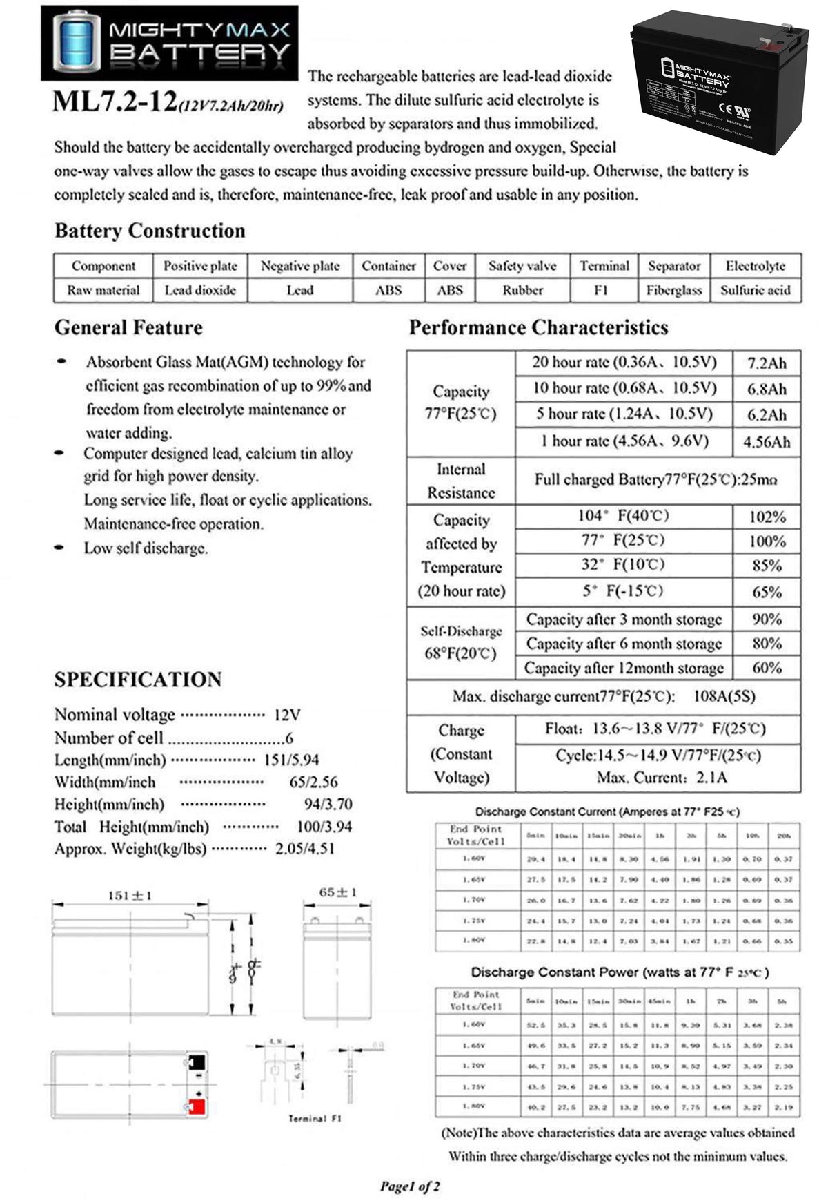 12V 7AH SLA Battery P751