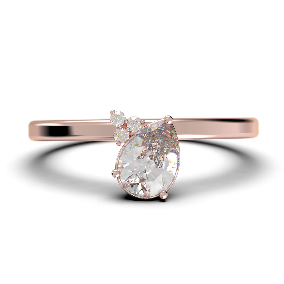 1.15 Carat Pear Cut Moissanite Engagement Ring in 925 Sterling Silver With 18k Rose Gold Plating S6210