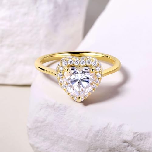 1.12 Carat Heart-Shaped Moissanite Rings with 18K White Gold Plated 925 Sterling Silver P2266