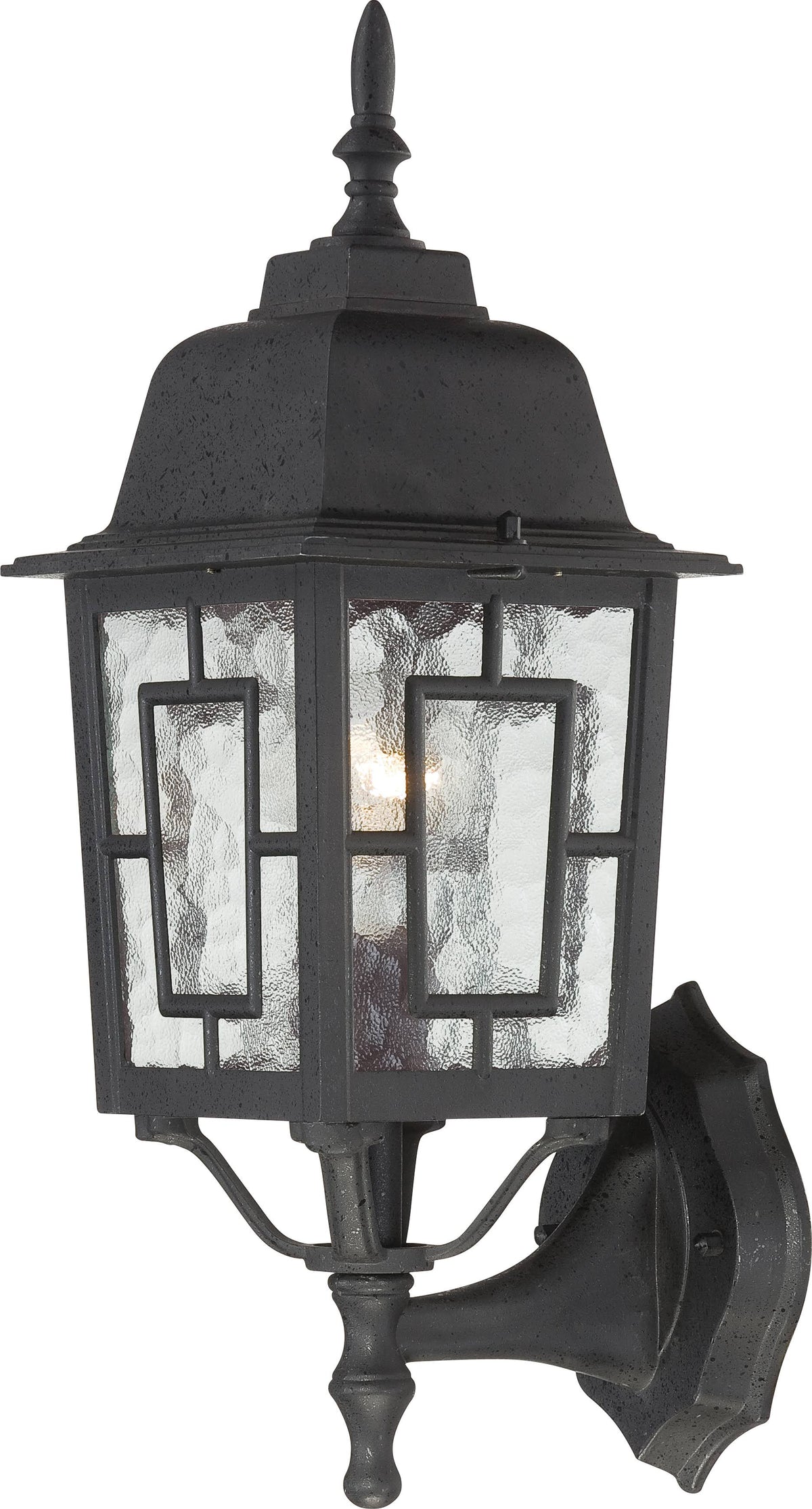 1 Light 17 inch Textured Black Outdoor Wall Lantern F317