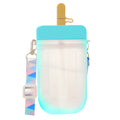 Translucent Water Bottle with Straw and Shoulder Strap L627936