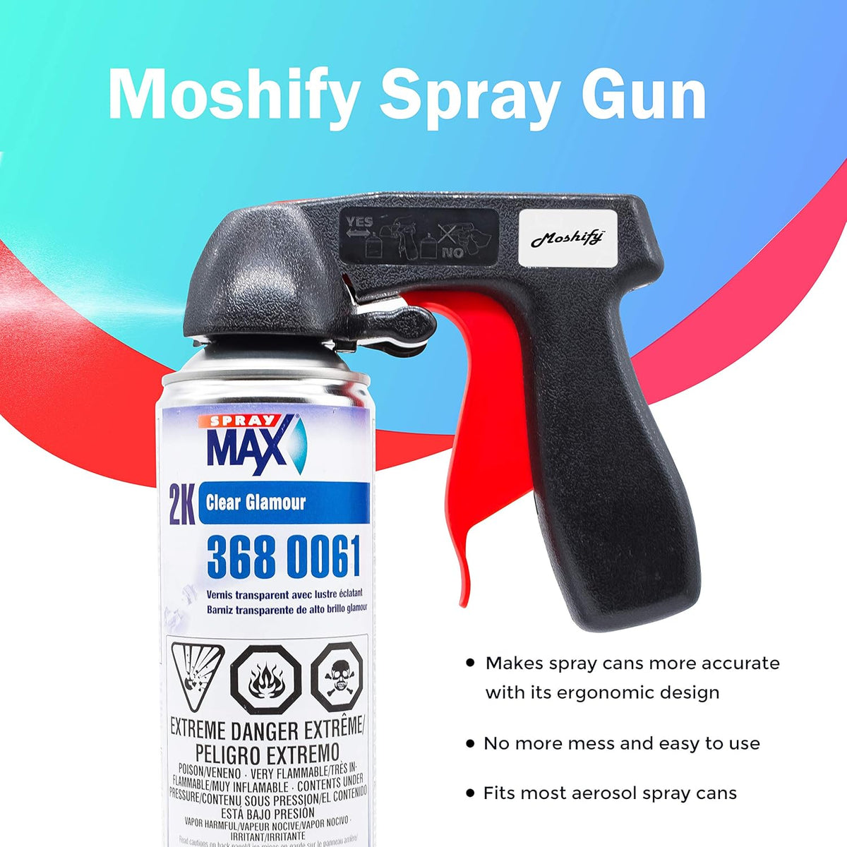 2K Clear Coat Aerosol Spray Can High Gloss Automotive Clear Coat Two Stage Clear Coat with Spray Can Trigger Pack of 2 U84243