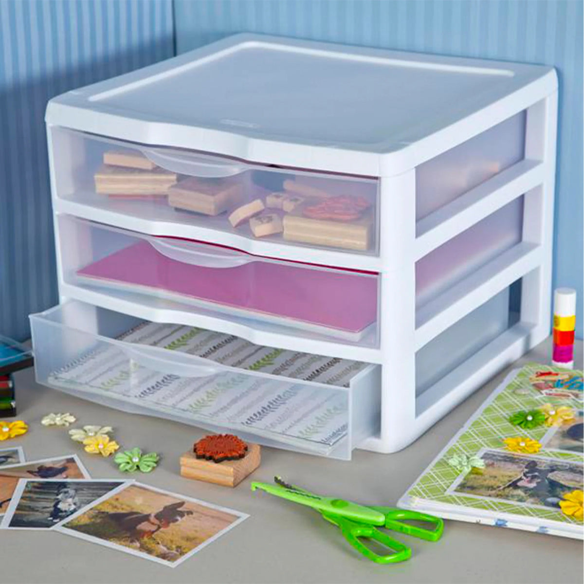Clear Plastic 3 Drawer Storage System, 3 Pack H31879