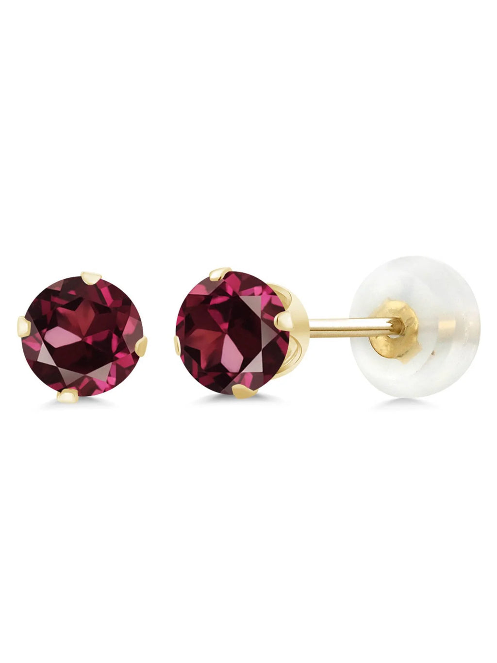 10K Yellow Gold Red Rhodolite Garnet Stud Earrings Q3131