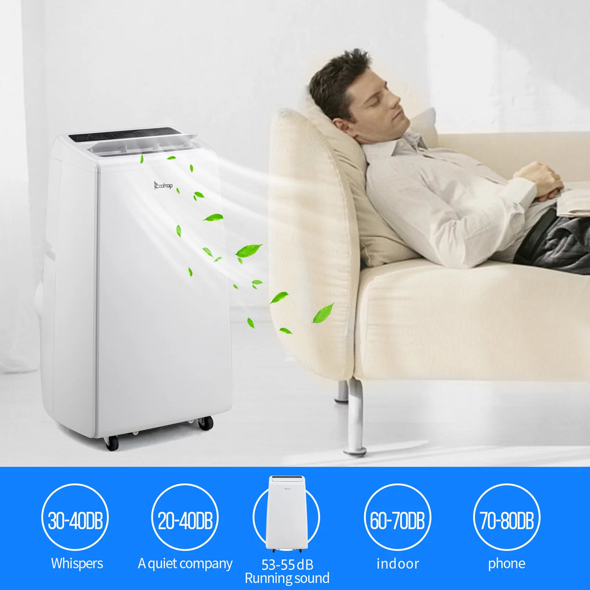 13000BTU Portable Air Conditioner Cooling Heating Dehumidification Fan H763
