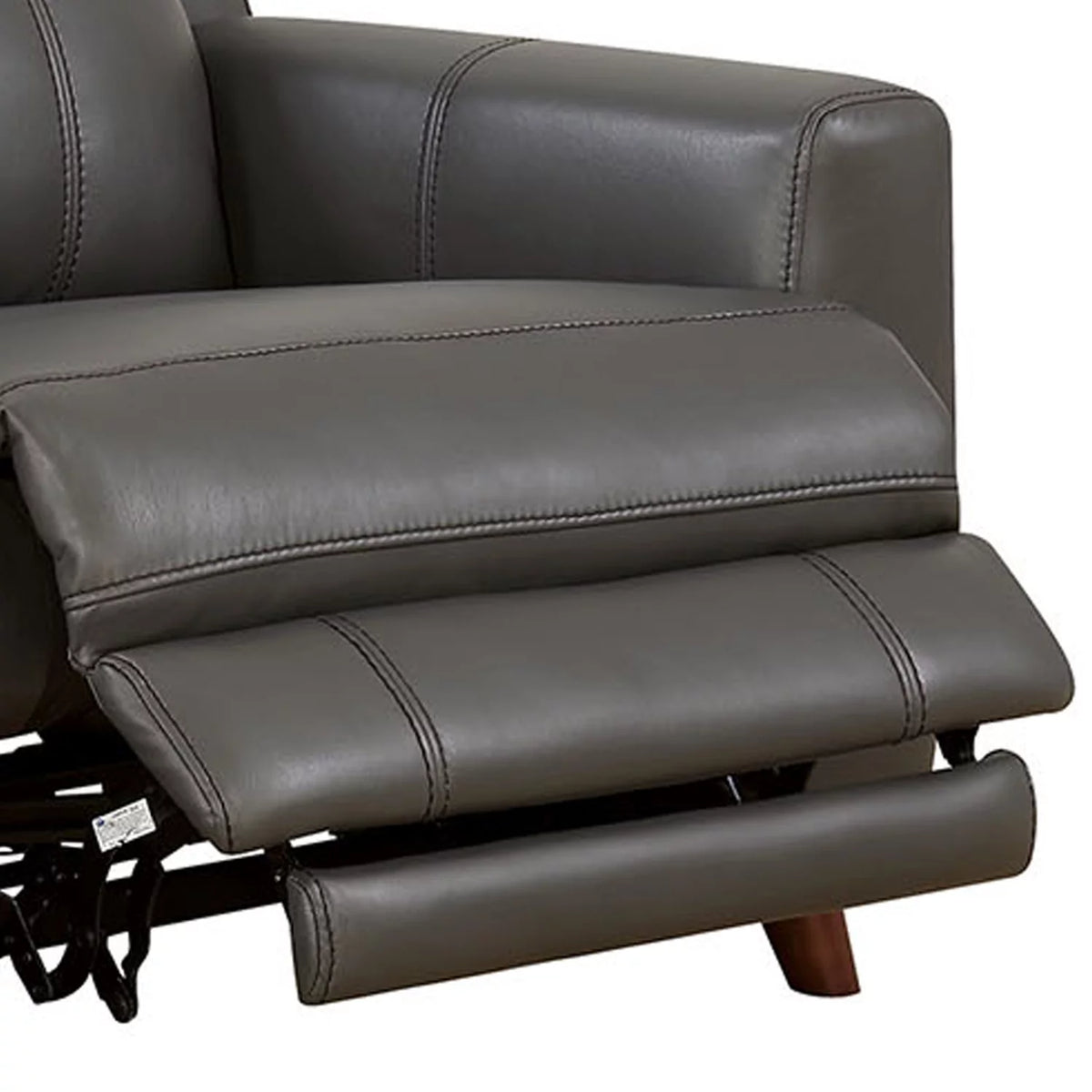 Gray Leather Gel Recliner Sofa with Power Outlet F4959