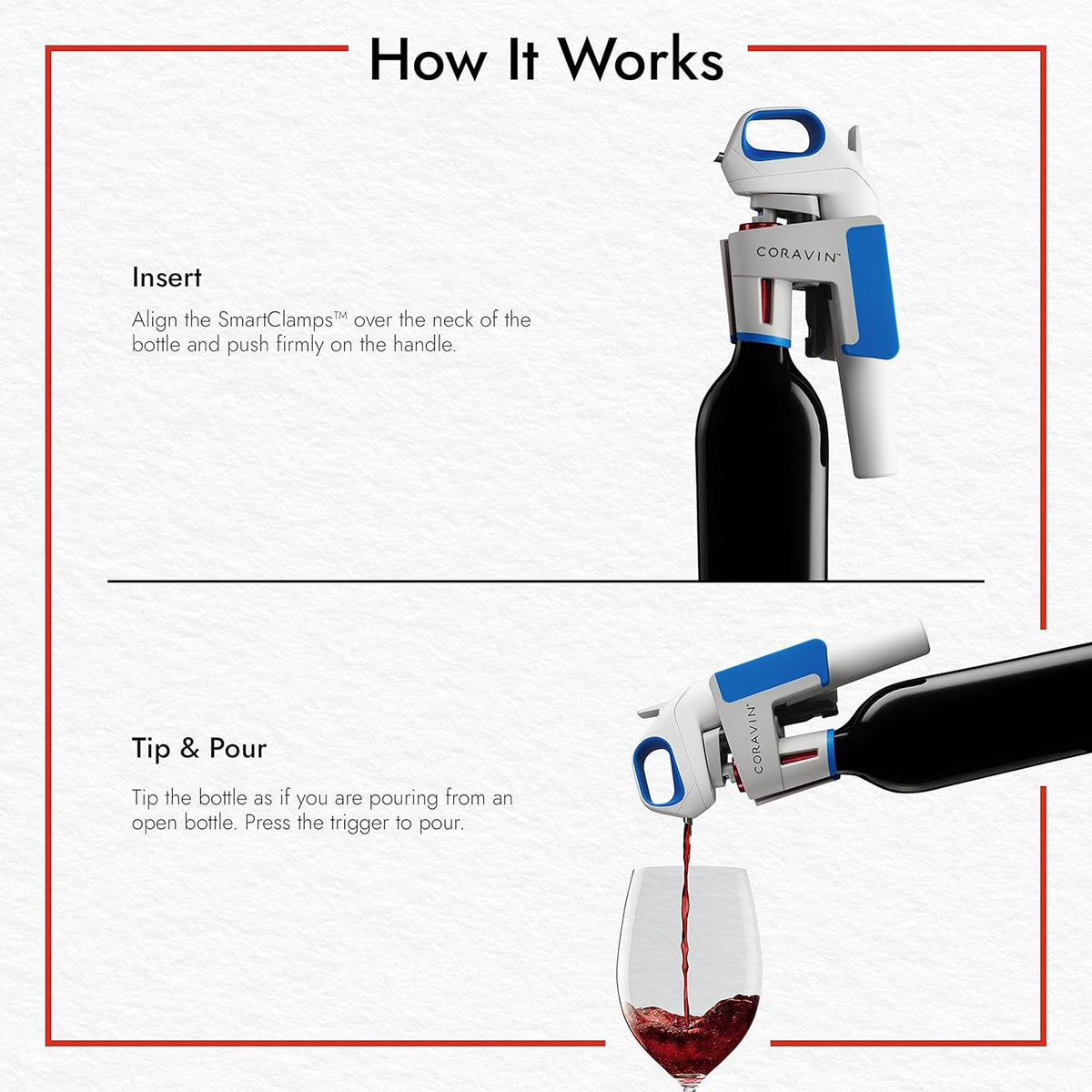 Wine Bottle Opener and Preservation System, Includes 2 Argon Capsules S8330