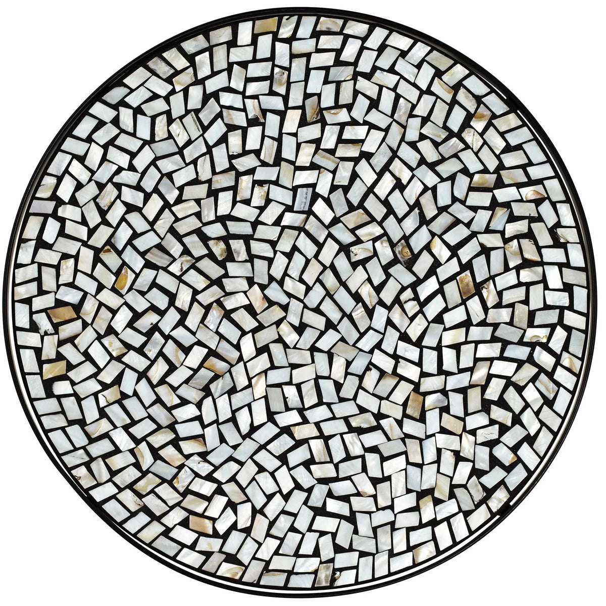 Black Round Outdoor Accent Side Table 14" Wide Mosaic Tabletop A347