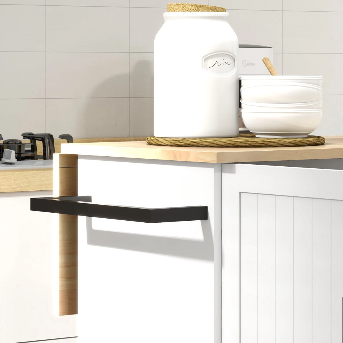 White Kitchen Island on Wheels T72067