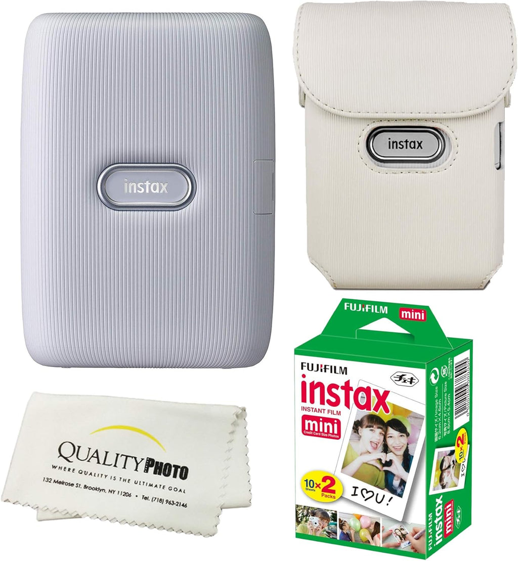 Instax Mini Link Smartphone Printer Bundle with Case and 20 Films (White) R6971