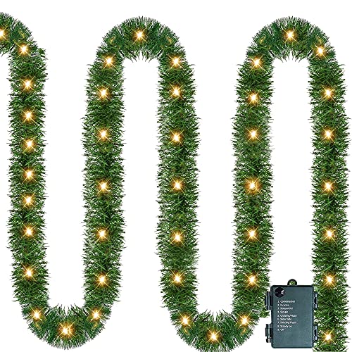 14.8 FT Artificial Christmas Garland with 50 Pre-Lit LED Lights W110306