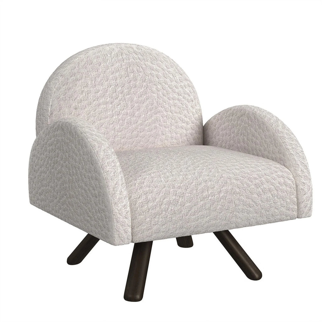 Beige Accent Chair with Wood Frame E167