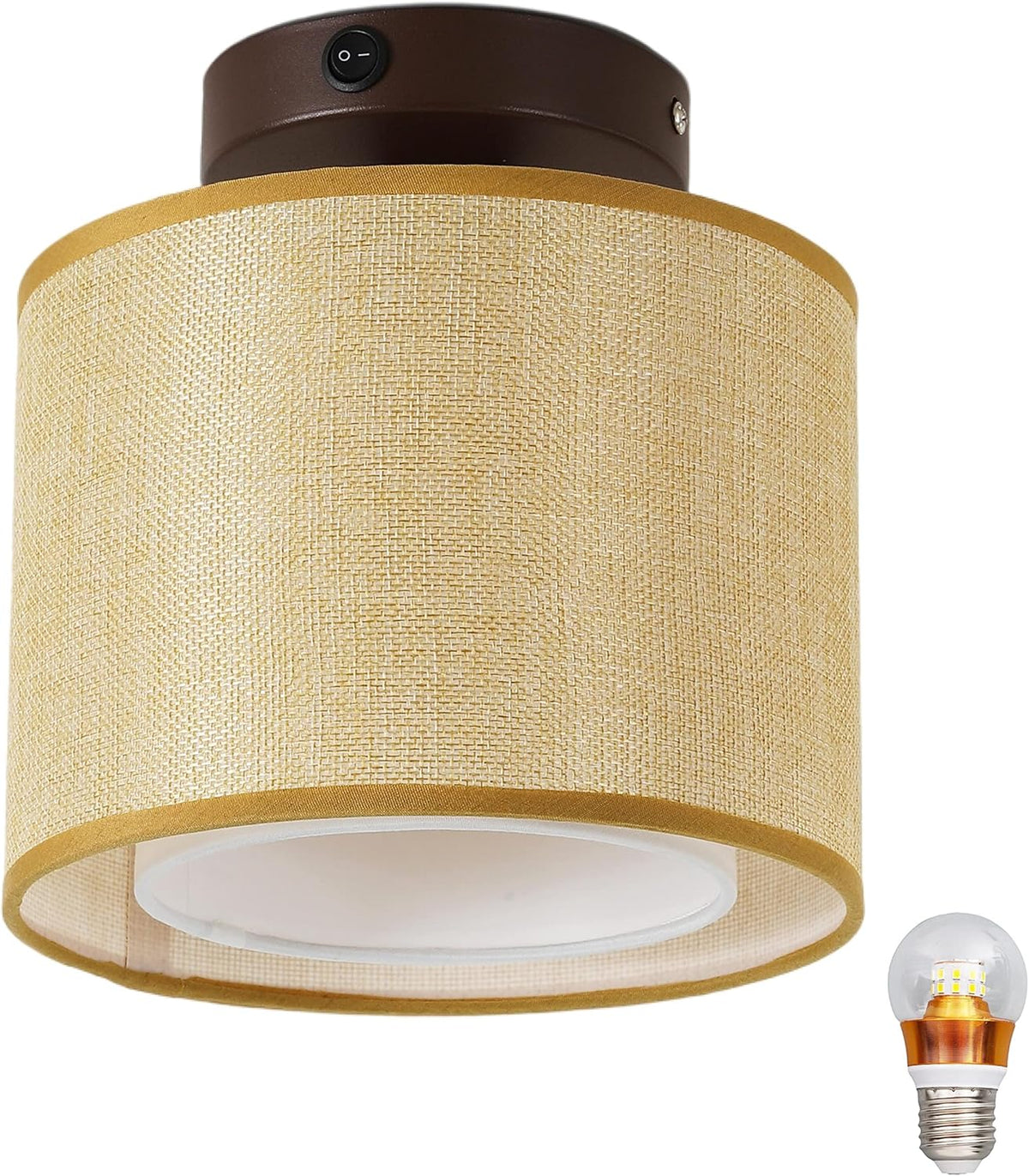 12V RV Interior Light Fixture with On&Off Switch, Beige Fabric Shade A199