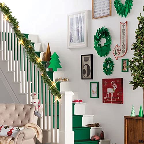 14.8 FT Artificial Christmas Garland with 50 Pre-Lit LED Lights W110306