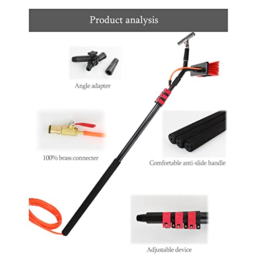 Water Fed Pole 3-in-1 Kit with Scrubber Brush, Spray Washer, Window Squeegee, 7.2M/23.6Ft D6557