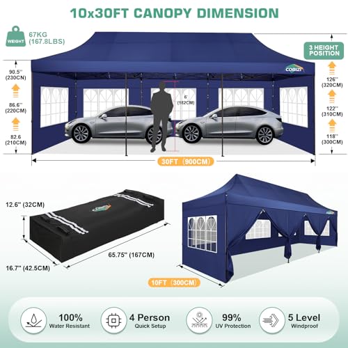 10x20 Pop Up Canopy Tent with 6 Removable Sidewalls, Heavy Duty H3028